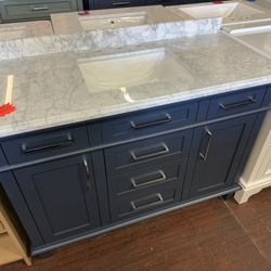 Sonoma 48 in. Single Sink Midnight Blue Bath Vanity with Carrara Marble Top