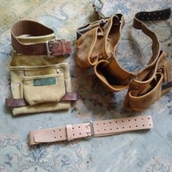 2. NAIL BAGS. WITH. BELTS.   ONE NEW. BELT