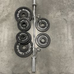45lb Olympic Barbell And EZ Curl Bar With Weights