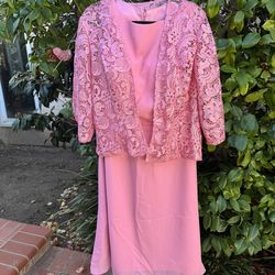 Chiffon 2 Piece Dress Women Tea Length 3/4 Sleeve Formal