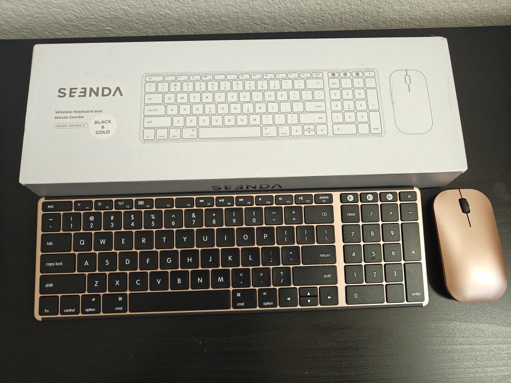 Seenda Black And Gold Wireless Keyboard And Mouse