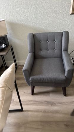 Grey linen arm chair