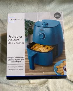 Mainstays 2.2 Quart Air Fryer Compact 2-Serving Adjustable Temperature Timer Blue New in Box