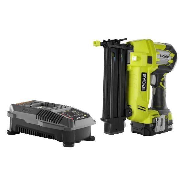 Ryobi 18-Volt ONE+ AirStrike 18-Gauge Brad Nailer Kit with 2.0 Ah Battery and 18-Volt Charger