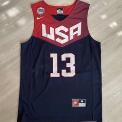 Mens James Harden #13 USA Olympic Nike Blue Red Basketball Team Jersey Sz Medium new