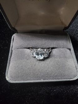 14K White Gold CZ Cocktail Ring (A38)