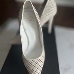 Giuseppe Zanotti Cream Perforated Stiletto Heels