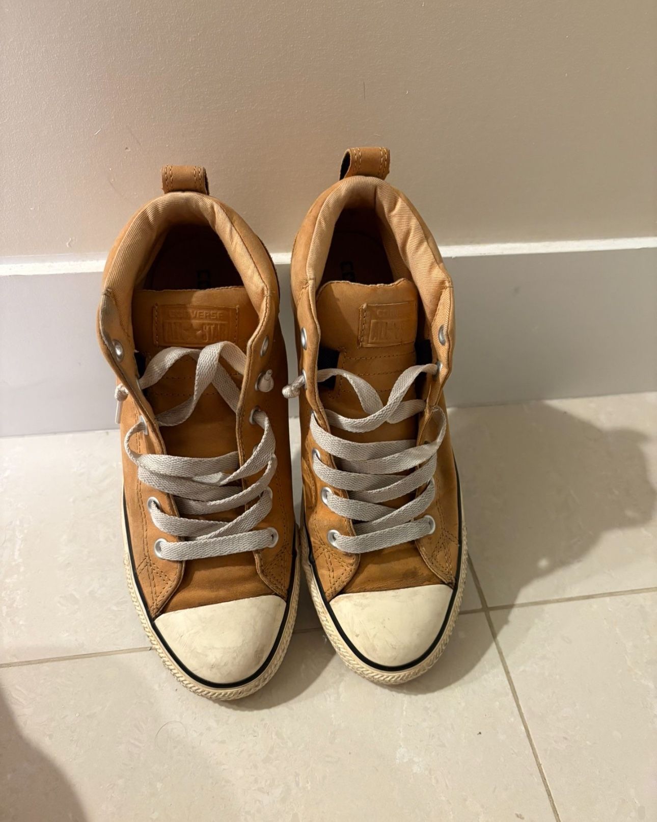 Converse Chuck Taylor Pro All Star Mid Leather Shoes Camel Tan Brown