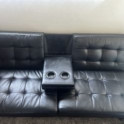 Black Folding Futon Couch With Cup Holders