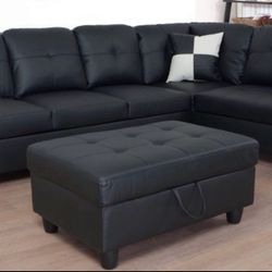 Black L Shape Couch 