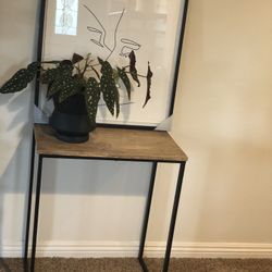 Side Table Distressed Wood And Wrought Iron