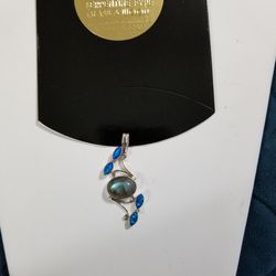 Labradorite and Fire Opal Pendant