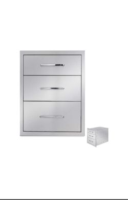 New Outdoor Kitchen Drawers, Stainless Steel BBQ Drawer 3-Drawer, 16" W × 21" Hx 23" D Flush Mount Triple Access Drawer for Outdoor Kitchen, BBQ Islan