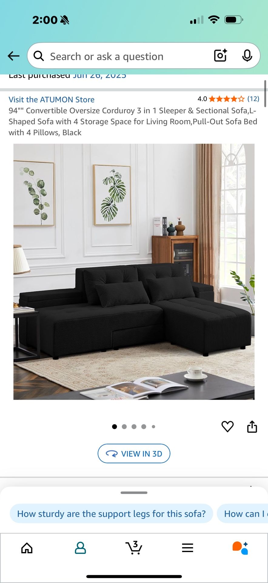 Convertible Oversize Corduroy 3 in 1 Sleeper & Sectional Sofa, L-Shaped Sofa with 4 Storage Space for Living Room,Pull-Out Sofa Bed
