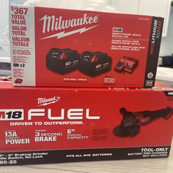 $200 For BOTH! M18 Milwaukee grinder And Batter Pack W/2 Batteries! 