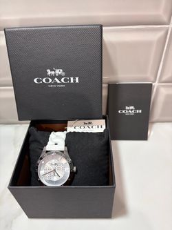 New white Womens Coach SS silicone rubber Maddy watch W1618