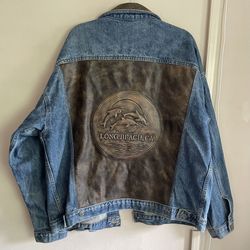 Vintage Long Beach California Leather Denim Jacket Men’s XL