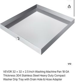32 x 32 x 2.5 Inch Washing Machine Pan 18 GA Stainless
