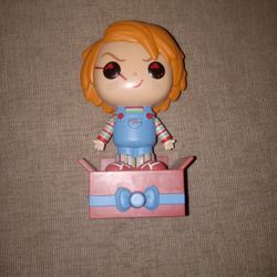 Funko Popsies Chucky vinyl figure features a pop-up mechanism where pressing a button on the box reveals a hidden message 