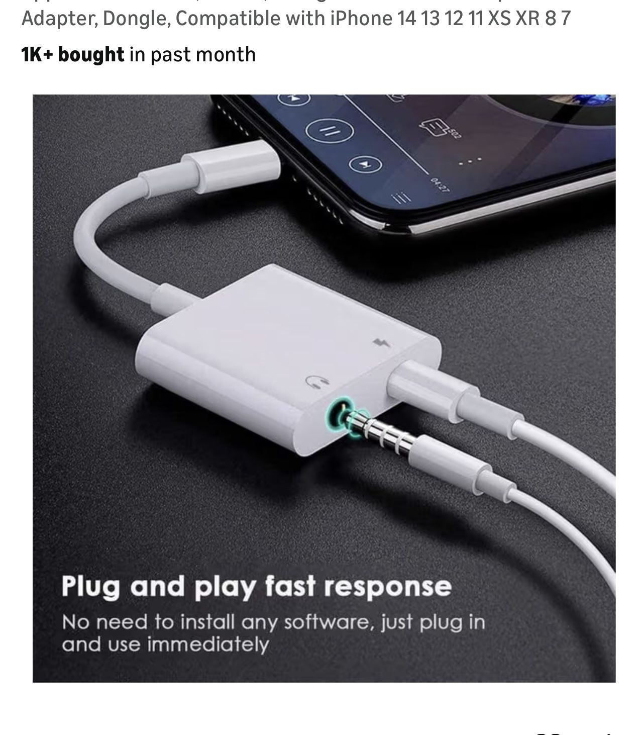 iPhone Head Phone Jack Adapter /charger