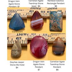 Stone Pendants or pendant beads For Jewelry Craft , see pic for prices