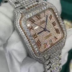 Custom VVS1 Moissanite Iced Cartier Watch 