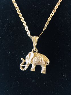 Necklace Elephants gold plated 26 inches