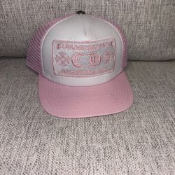 Chrome heart hat pink & white