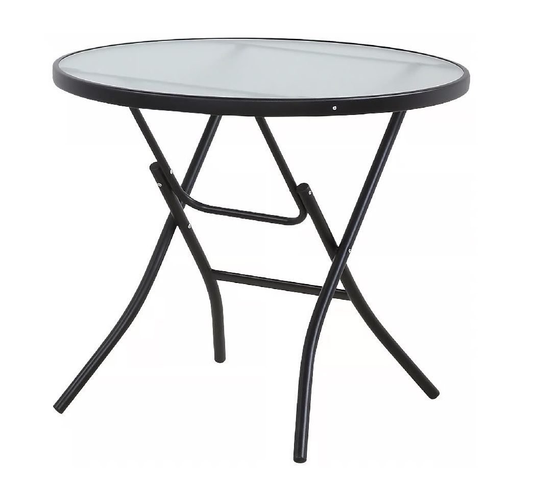 32” Black Round Glass Folding Bistro Table
