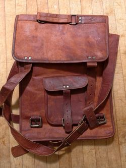 19” Crossbody, Genuine Full-Grain Leather Messenger Satchel Bag