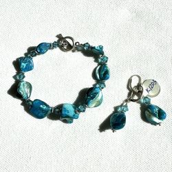 Turquoise Bracelet & Earrings Set-NEW