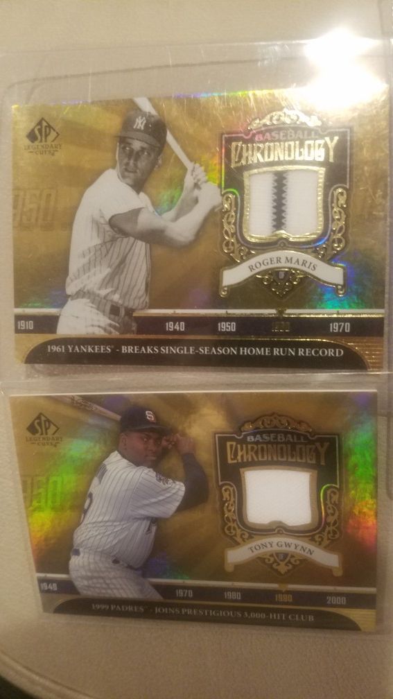 Roger maris tony Gwynne legendary cuts jersey cards 2006
