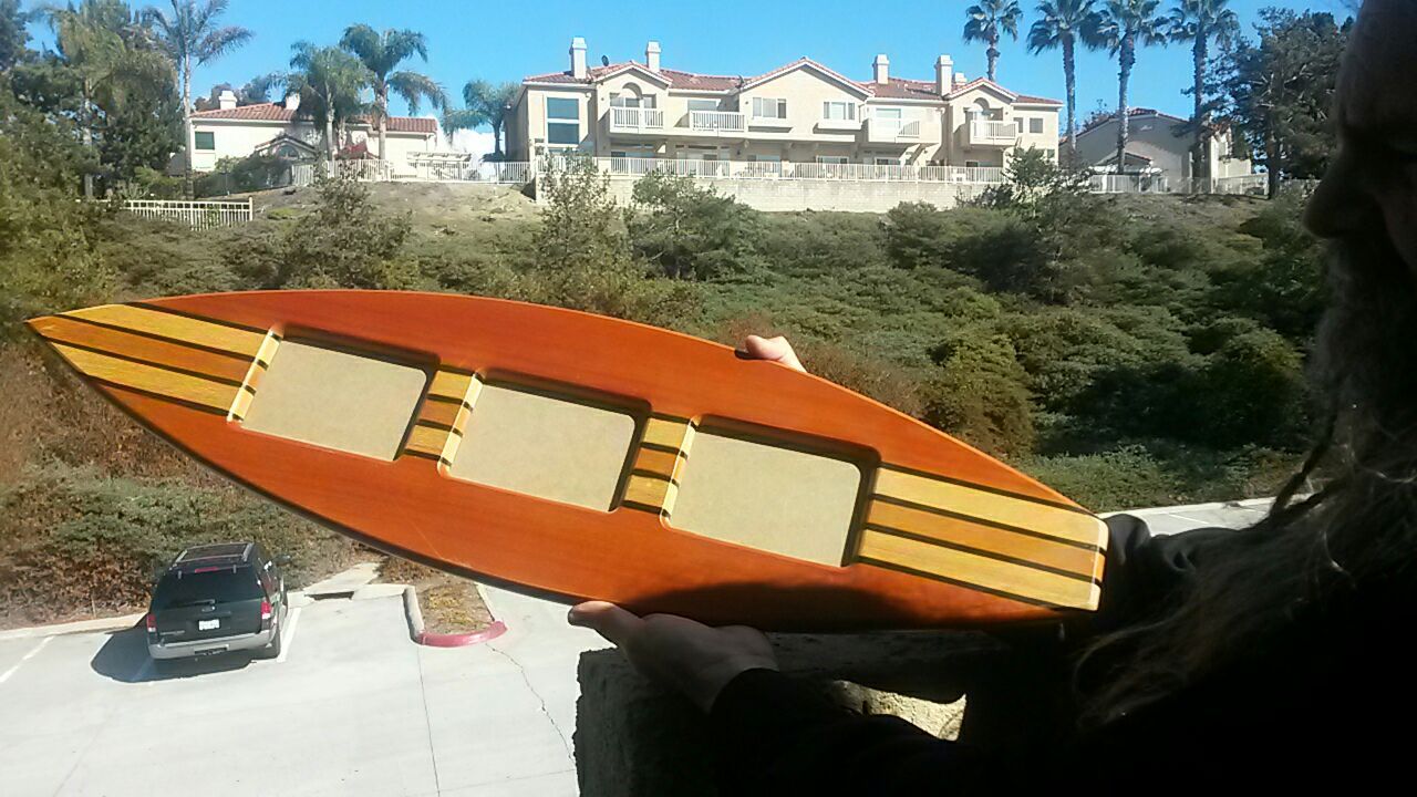 Wooden surfboard picture frame