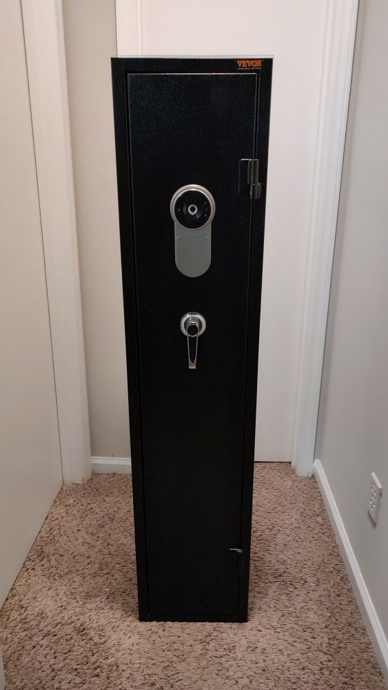 5 Gun Safe with Fingerprint Access, Emergency Keys, Alarm System, Pistol Rack and Door Panel Storage