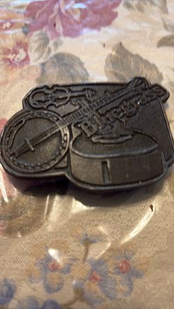 Vintage blue grass brass belt buckle