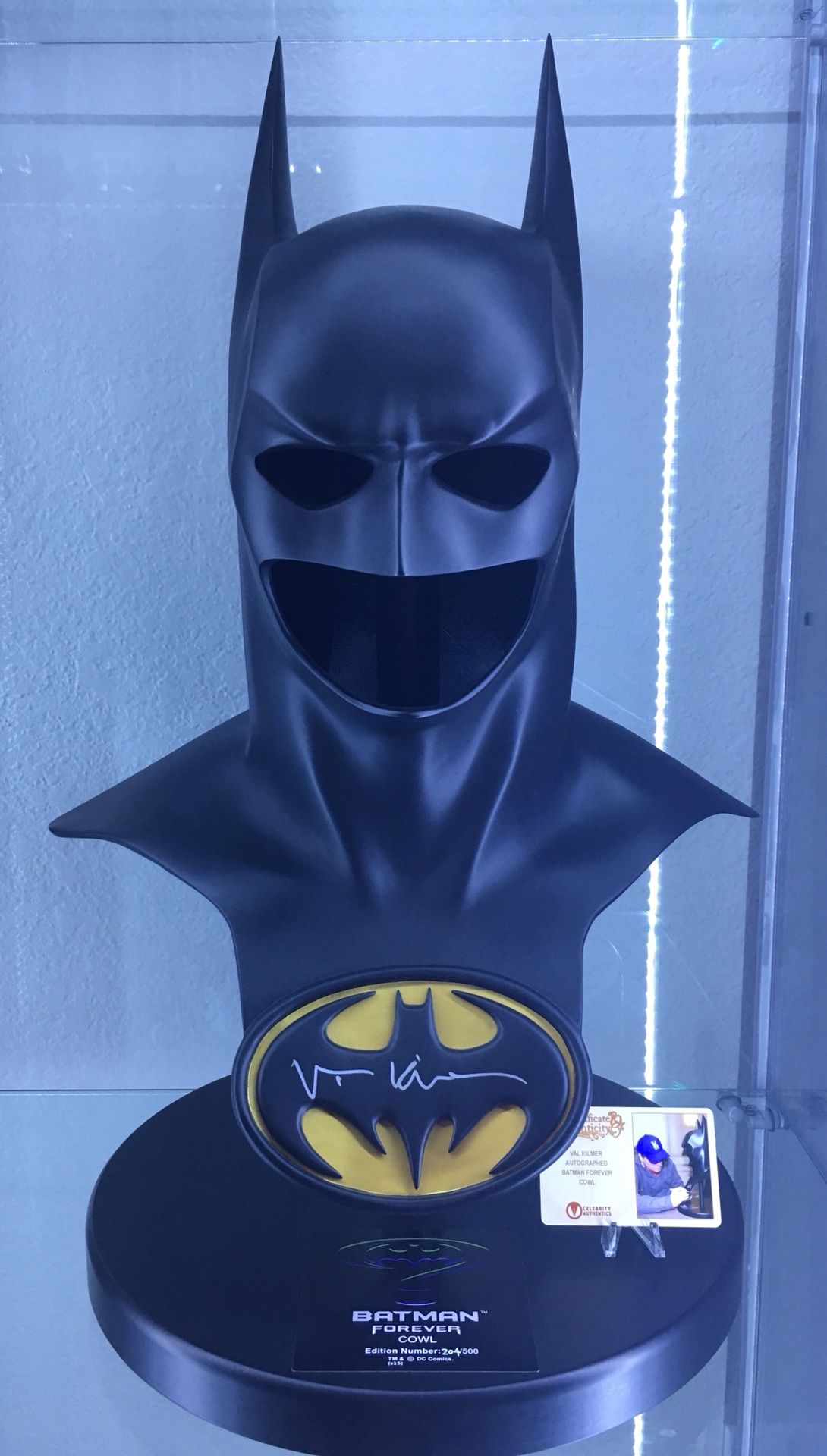 Batman Forever Cowl signed by Val Kilmer