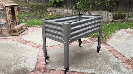 ANLEOLIFE Galvanized Raised Garden Bed with Legs,48x24x35in Large Elevated Planter Box on Wheels with Drainage Holes for Backyard, Balcony, Patio, 600
