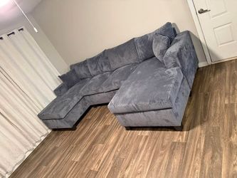 🔥 Brand New Grey Corduroy U-Shaped Sectional Sofa | Double Chaise | Super Comfy Couch - Matching Pillows | PAY AFTER DELIVERY 🚚