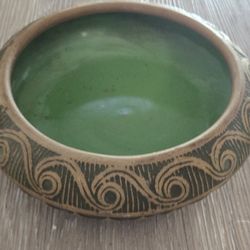 Vintage Red Wing Union Brush Ware Art Pottery Low Bowl or Bulb Bowl