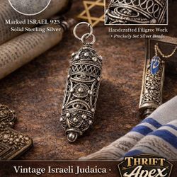 Vintage Israeli Sterling Silver Mezuzah Pendant – ISRAEL 925 – Handcrafted Judaica Jewelry