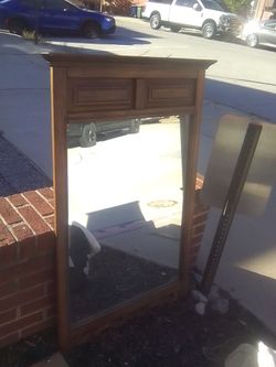 Large Wood Framed Wall Mirror