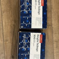 Bright Tidings Icicle Lights — 300 Clear Lights (2 Sets) — Tested Working