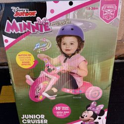 DISNEY JUNIOR MINNIE MOUSE RIDE-ON CRUISER 10" FLY WHEEL MEGA GRIP AGES 18m-3 Years 