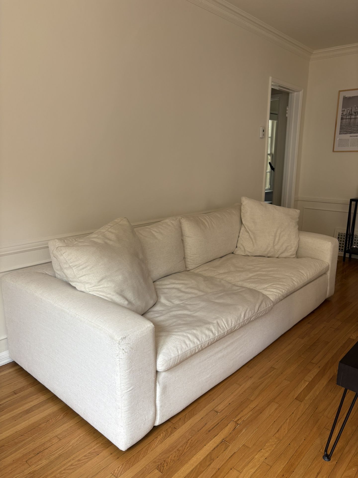 Paloma Cotton White Beige Fabric 98 Sofa