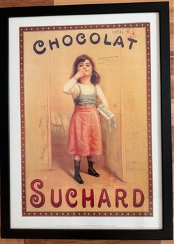 Framed Art Poster France Girl Chocolate 22”x30”