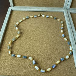 Retro beads multi colored coastal ocean theme golden clasp