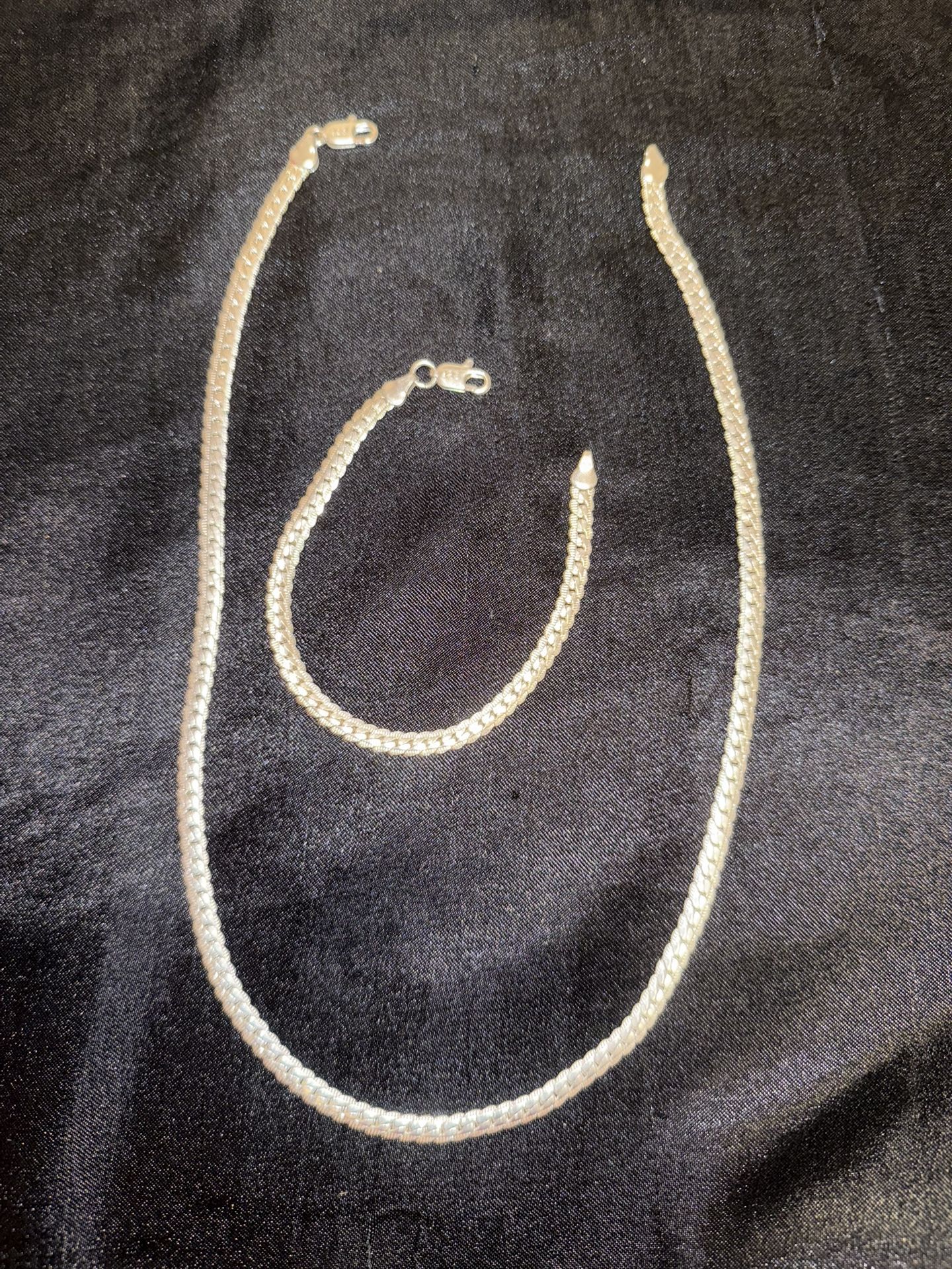 Silver chain and bracelet set 925 silver