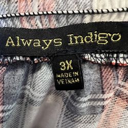 Always Indigo -  Off the Shoulders Top Red Plaid Women’s Size 3XL New NWT