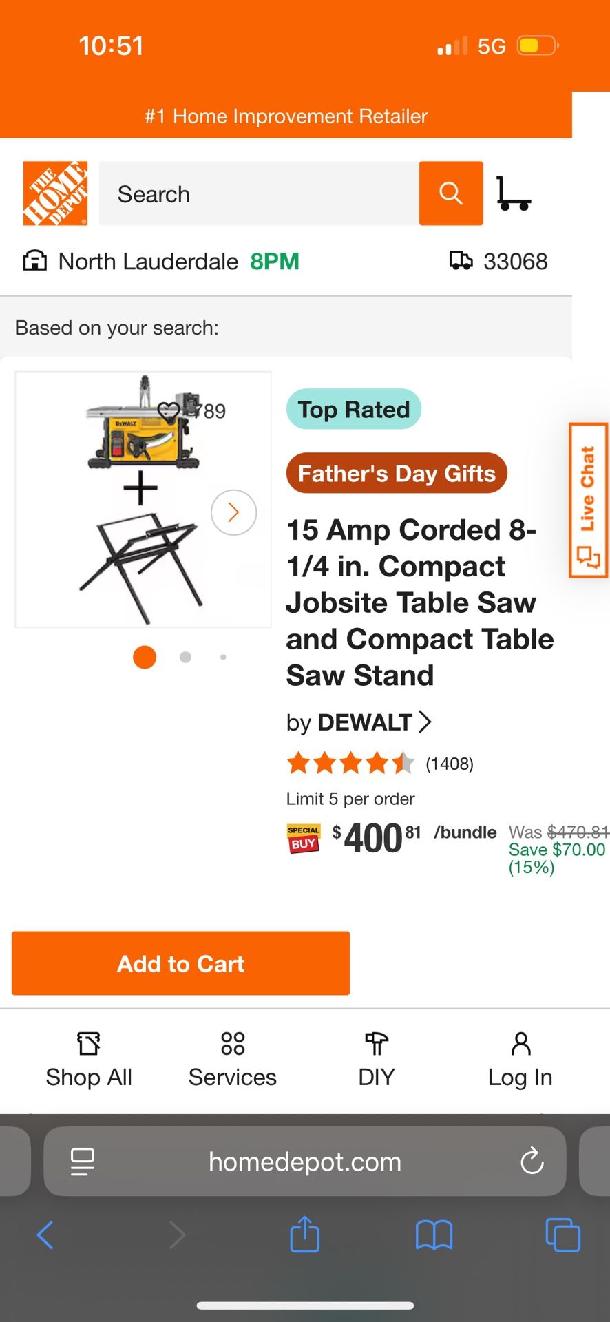 DeWalt Compact Table Saw And Stand