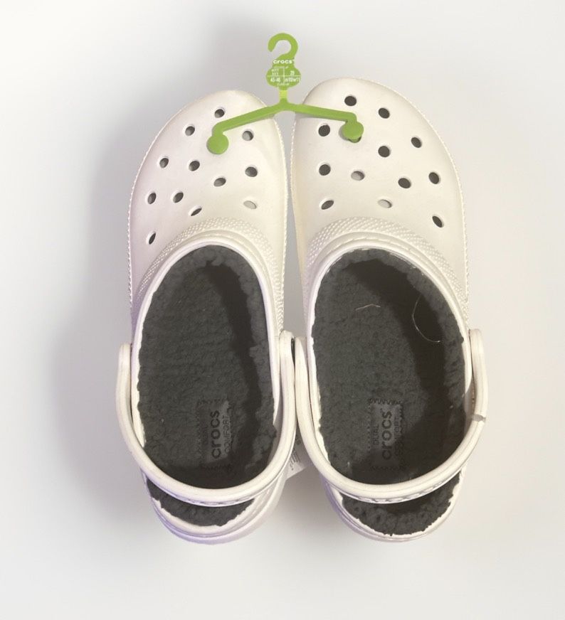 White Furry Crocs Mens Size 11
